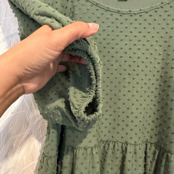 ✨J.Crew Size M Women's Casual Green Textured Short Sleeve Dress ✨ - Picture 4 of 8